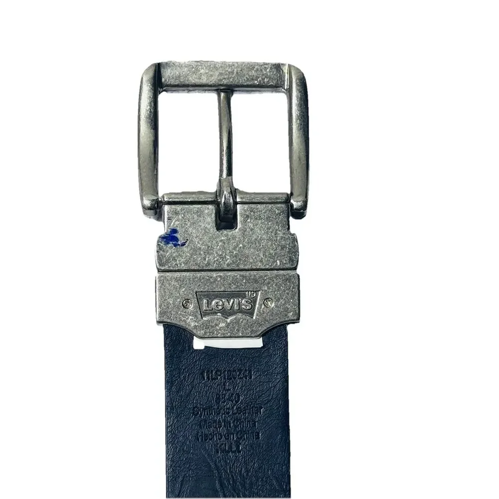 Levi's Mens Brown Synthetic Leather Belt Silver Metal Buckle Sz L 38-40